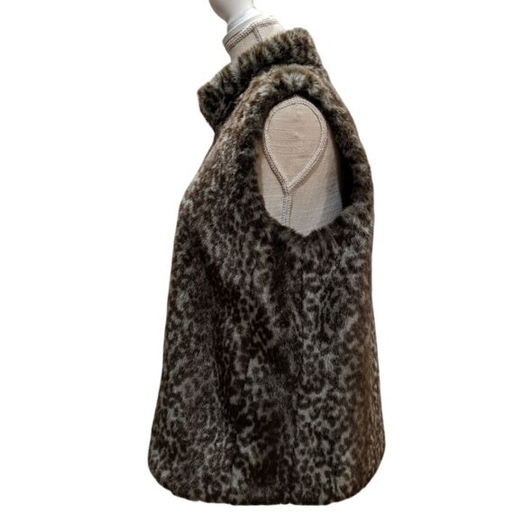 Guess Women's Reversible Full Zip Vest Black & Animal Print Faux Fur Size M - Picture 8 of 13